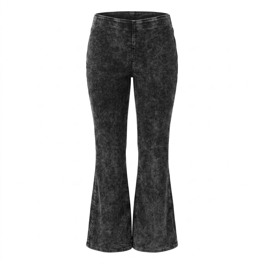 Altar'd State Black Acid Wash Corduroy Stretch Flare Jeans Women Size L